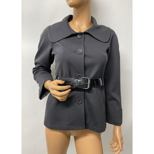 theory bleazer size small belted closed with 4 buttons charcoal color